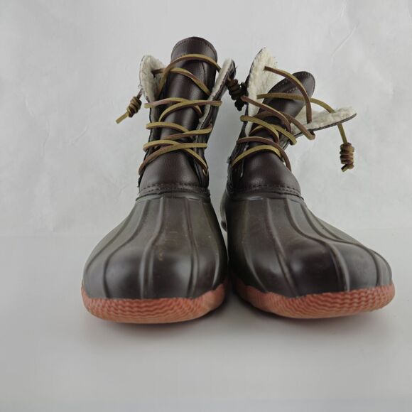 Seven7 Boots Womens 9 Rubber Duck Boots Faux Leather Sheepskin Lining - Picture 5 of 13